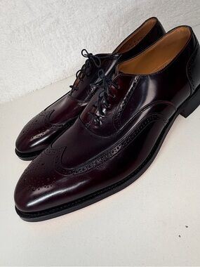 Johnston Murphy Wingtip Oxford Oxblood Leather Shoes Mens size 12 optima